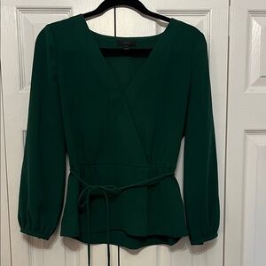 Jcrew Emerald Green Fauz Wrap Blouse Size 4